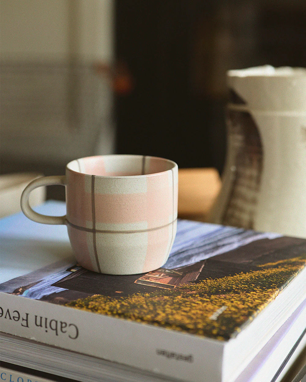 Blush & Grey Check Mug - Cat's Pyjamas