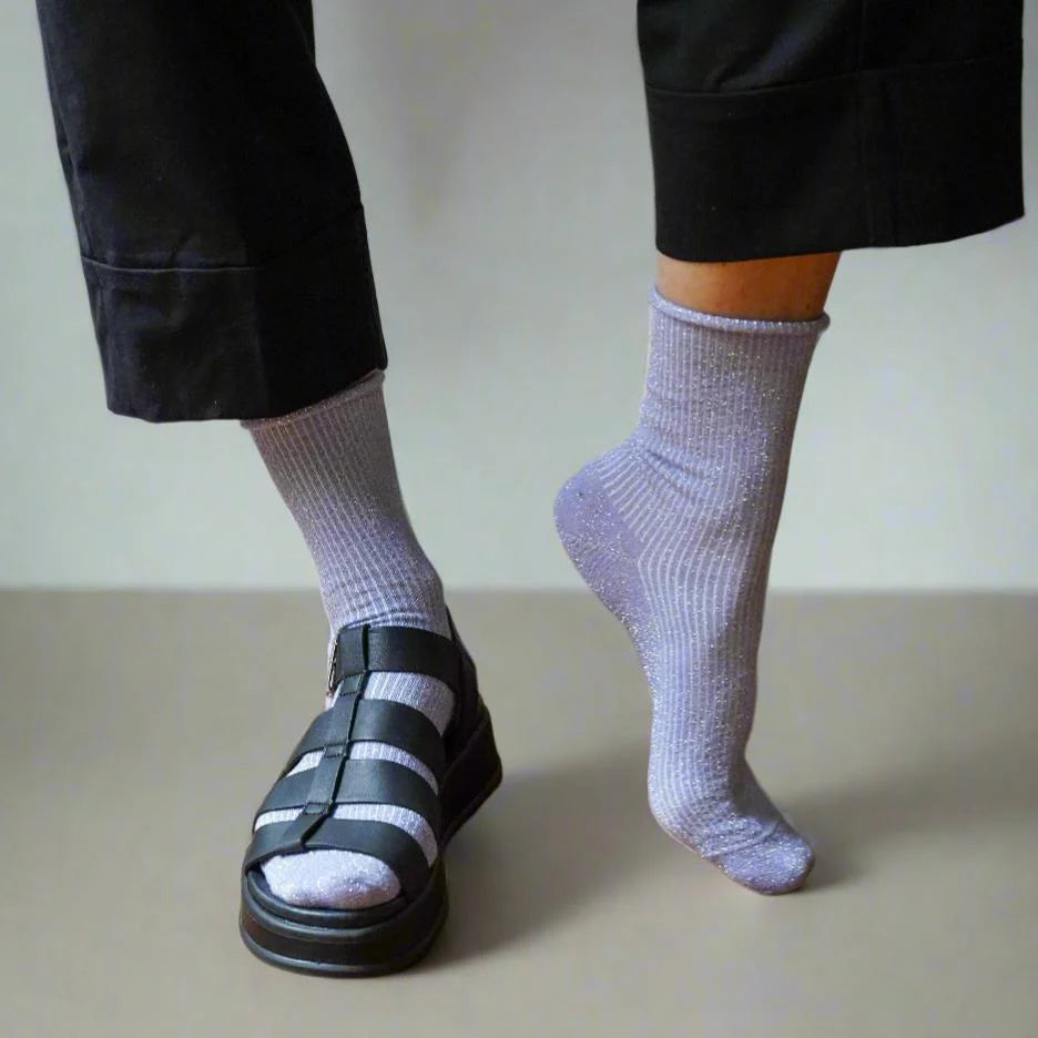 Glitter Lurex Socks - Lilac
