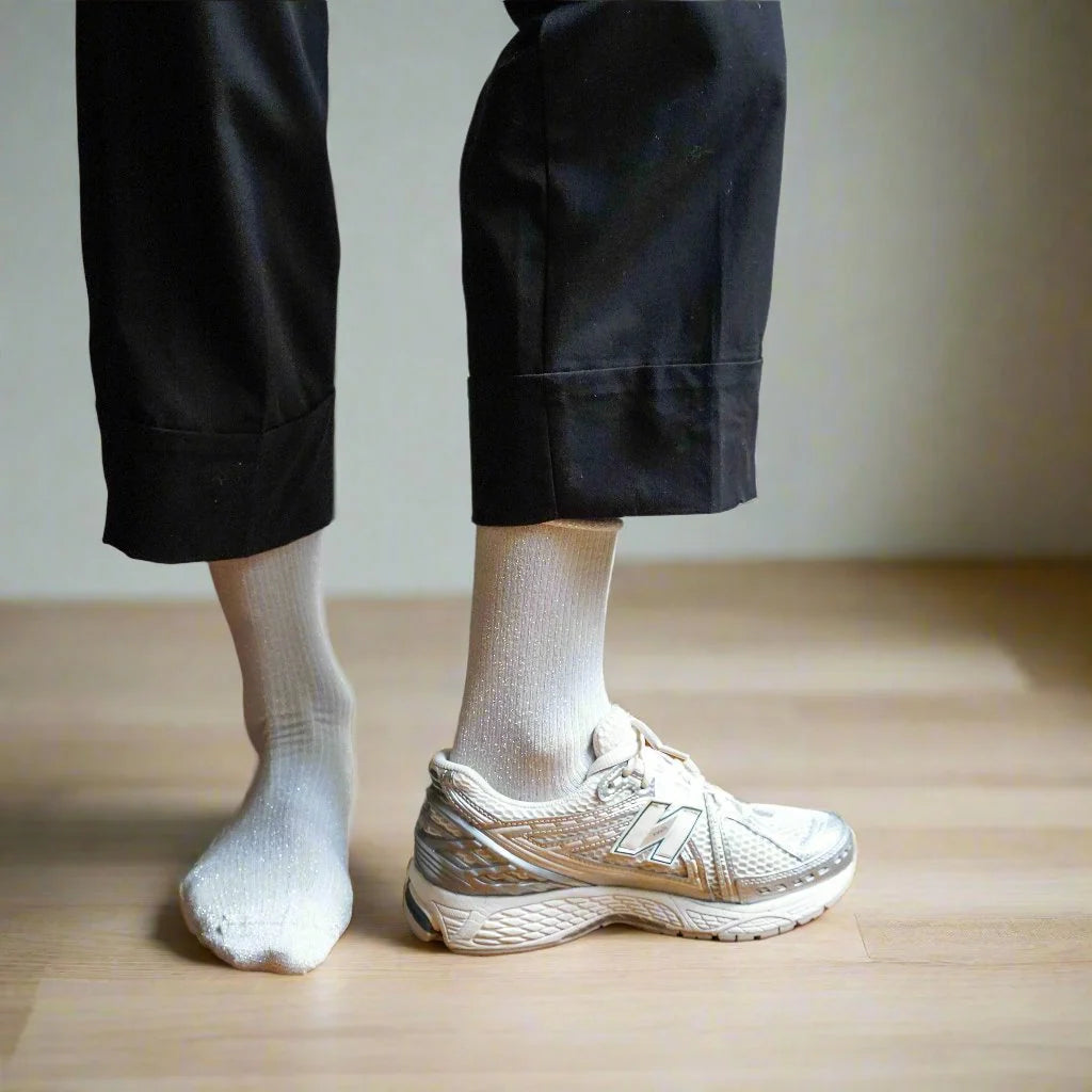 Glitter Lurex Socks - White