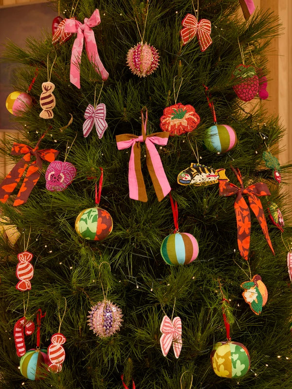 Candy Cane Red Beaded Christmas Decoration