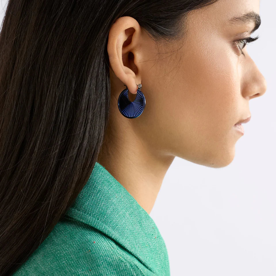 Saku - Navy Hoop Earring