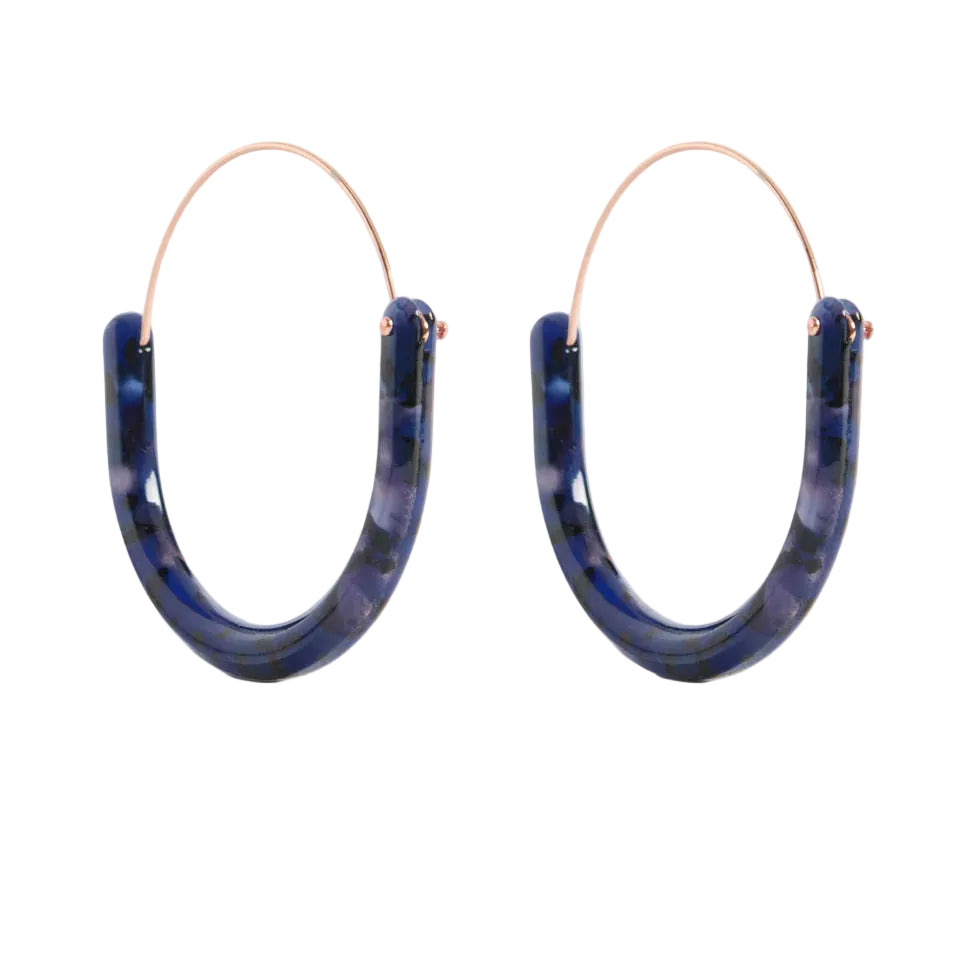 Aki - Blue Tortoiseshell Hoop Earring
