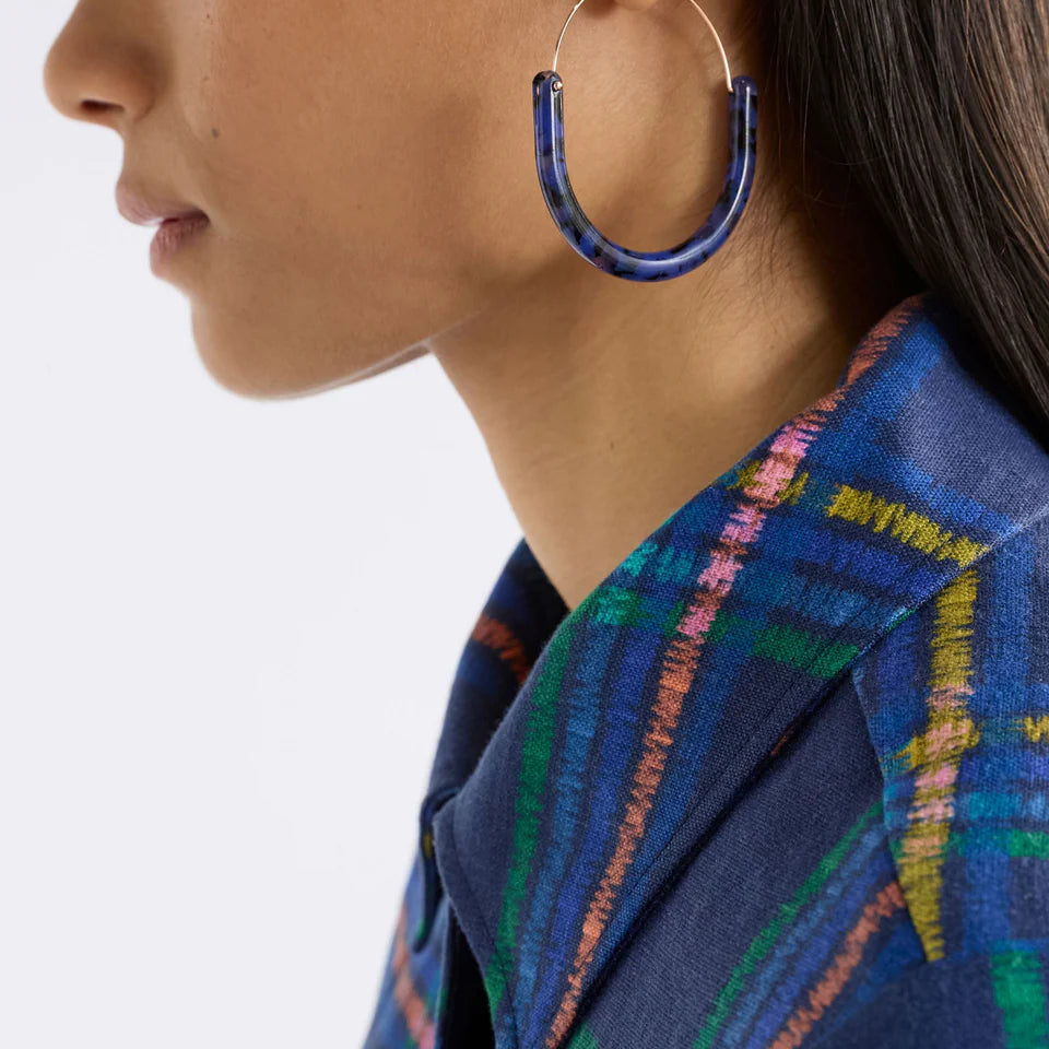 Aki - Blue Tortoiseshell Hoop Earring