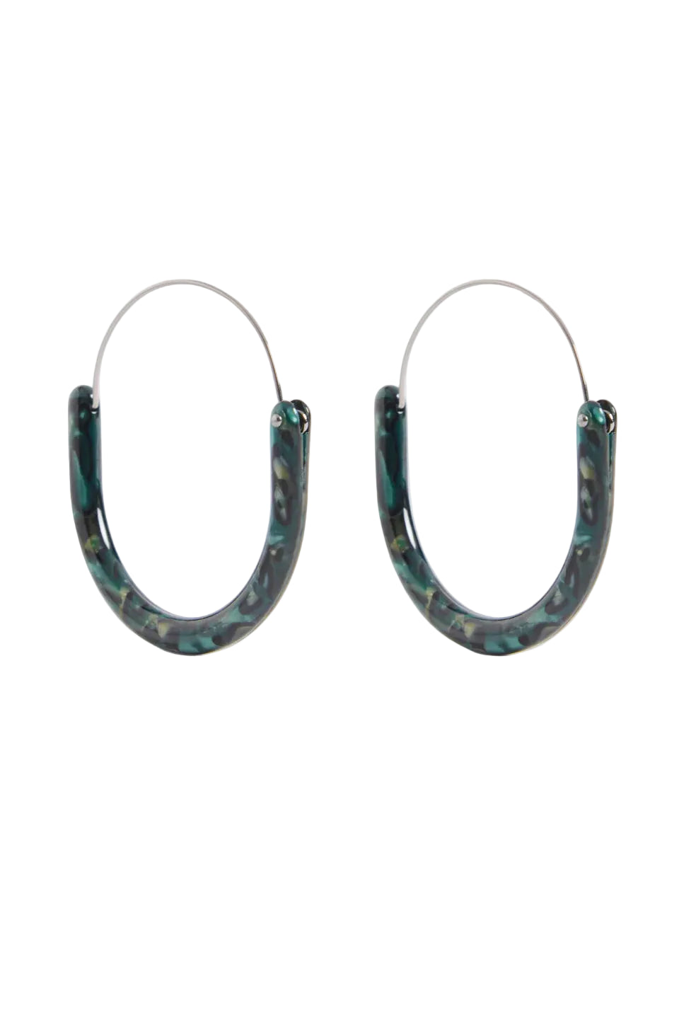 Aki - Dark Green Tortoiseshell Hoop Earring