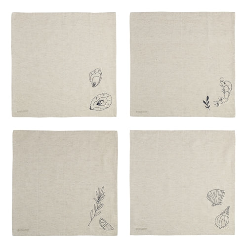 Feast - Set of 4 Napkins in Flax