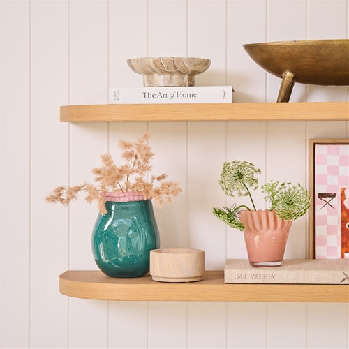 Tousle Fluted Vase - Pink Salt 14cm