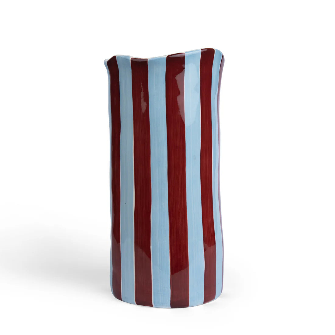Stripe Vase - L - Burgundy & Blue