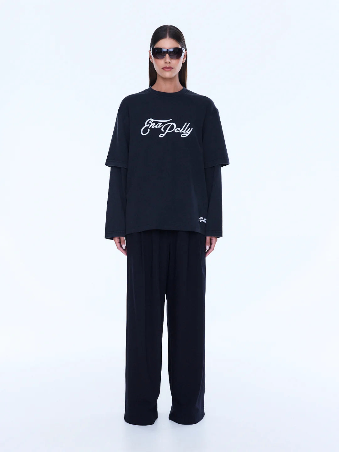 Mock Layer Long Sleeve Tee - Black