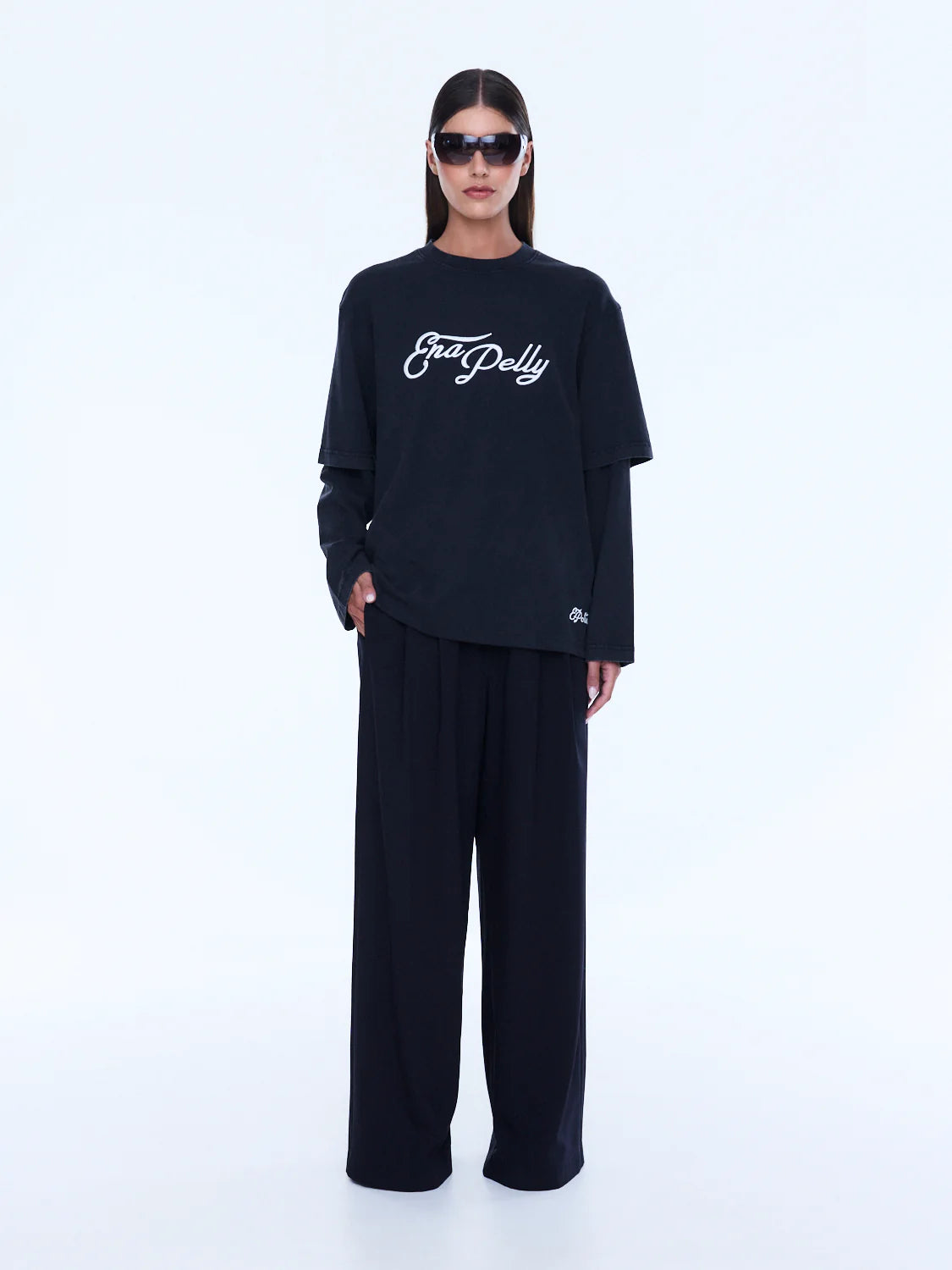 Mock Layer Long Sleeve Tee - Black