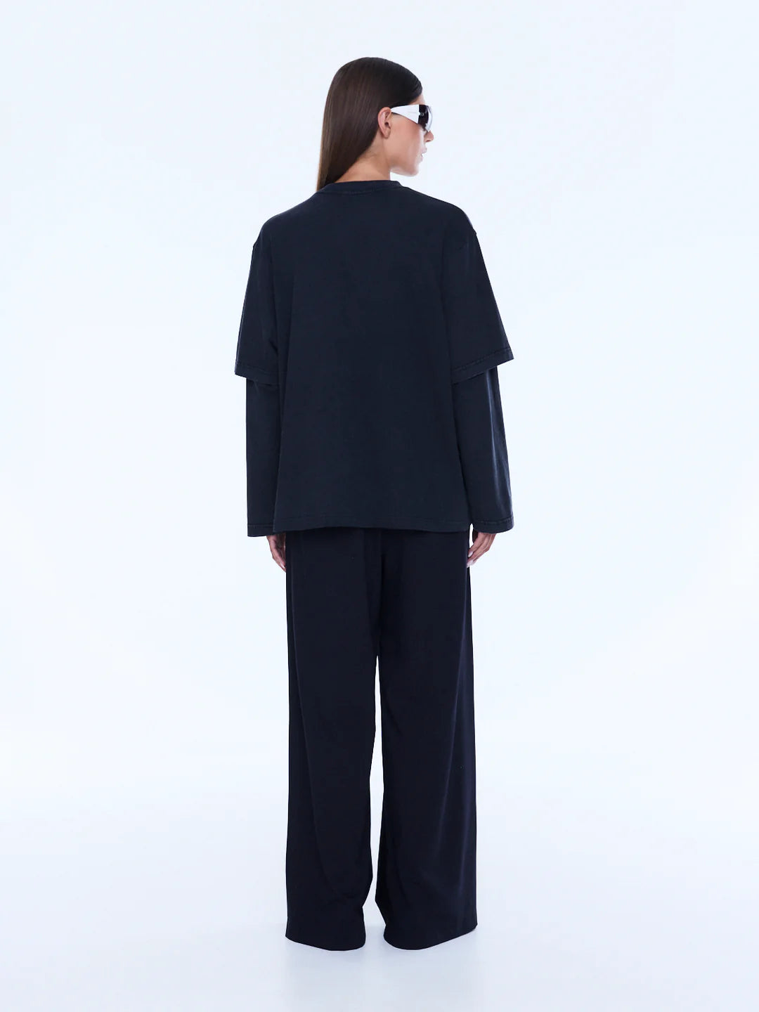 Mock Layer Long Sleeve Tee - Black