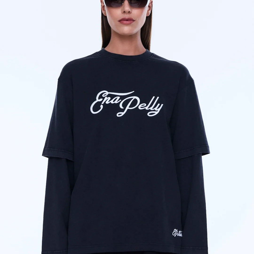 Mock Layer Long Sleeve Tee - Black