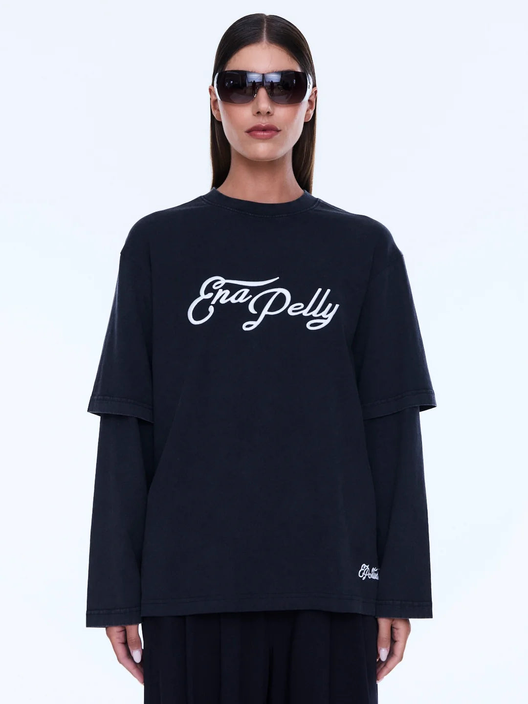 Mock Layer Long Sleeve Tee - Black