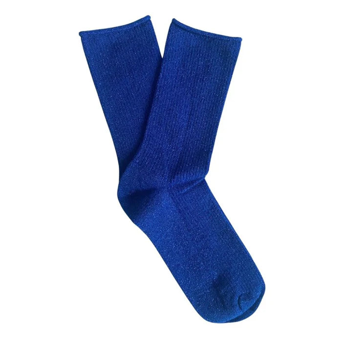 Glitter Lurex Socks - Electric Blue