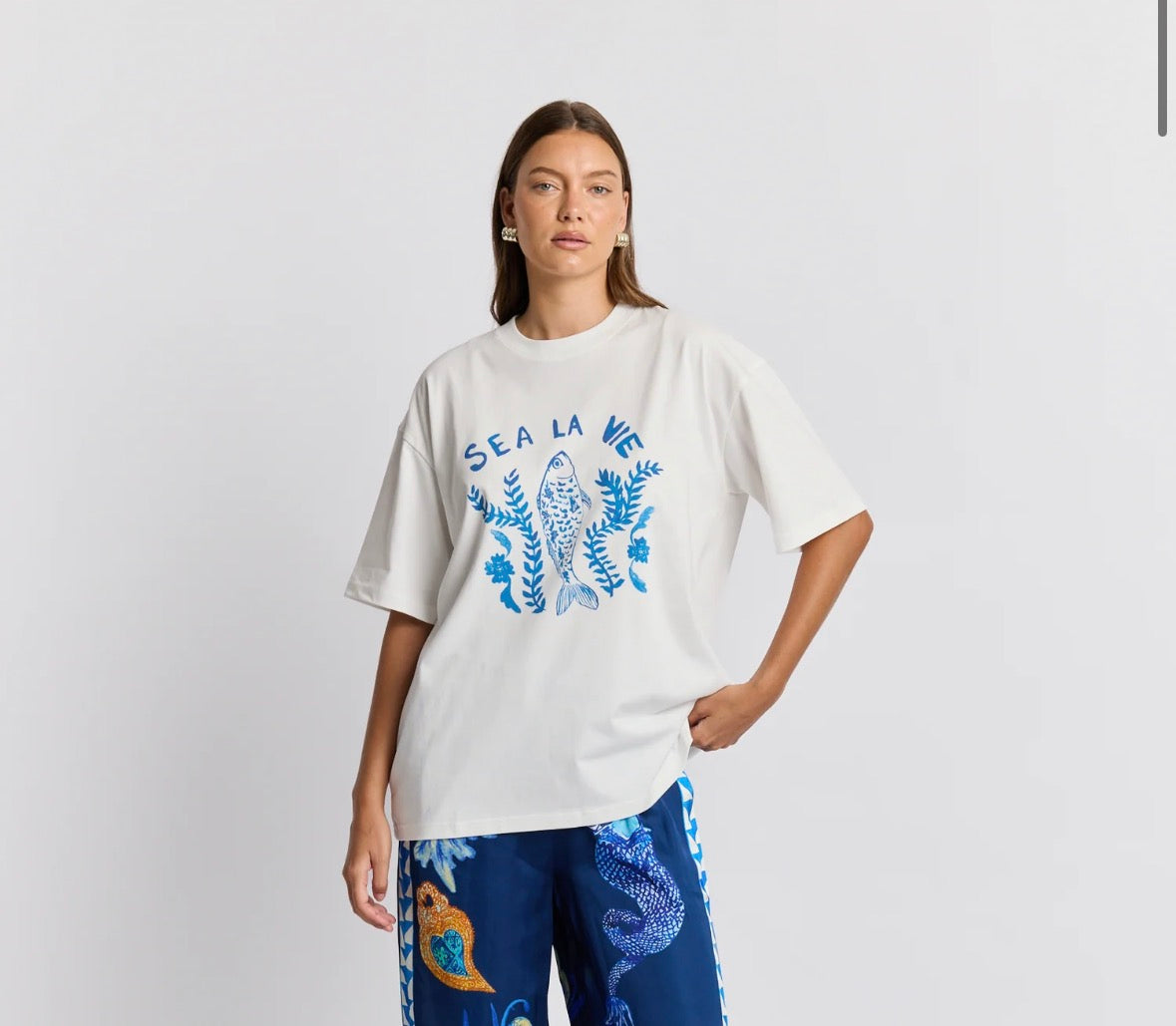 Sea La Vie Oversized Tee - White