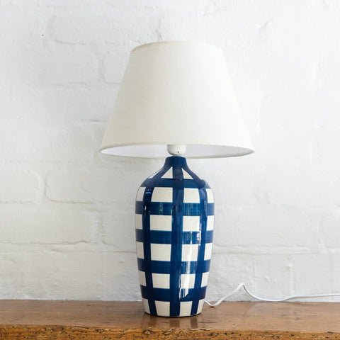 Gingham Lamp - Navy