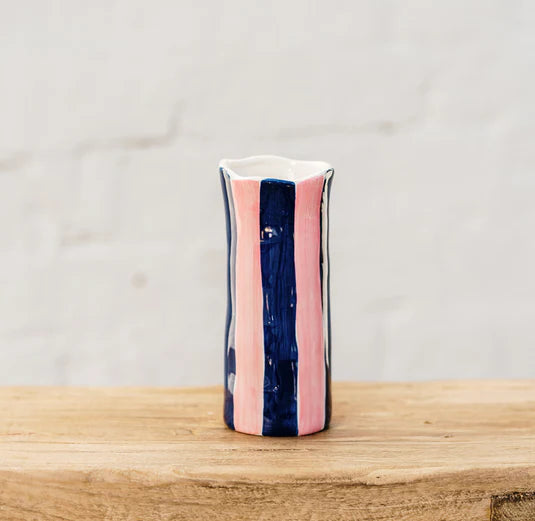 Stripe Vase - S - Navy & Pink Stripe