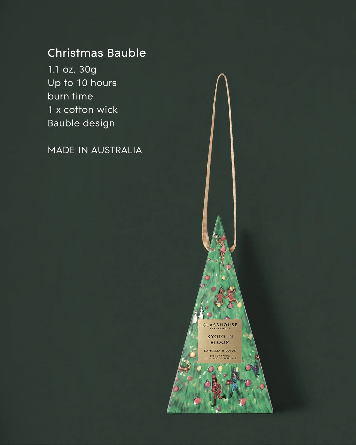 Glasshouse - 30gm Christmas Bauble Candle - Kyoto In Bloom
