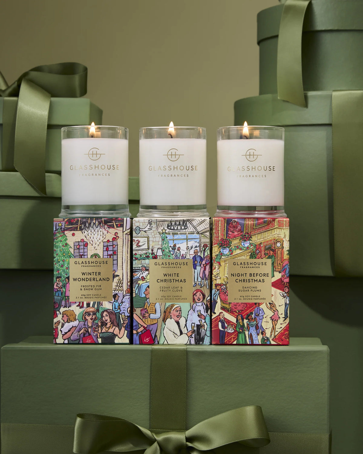 Glasshouse - 3 x 60gm Christmas Candle Trio