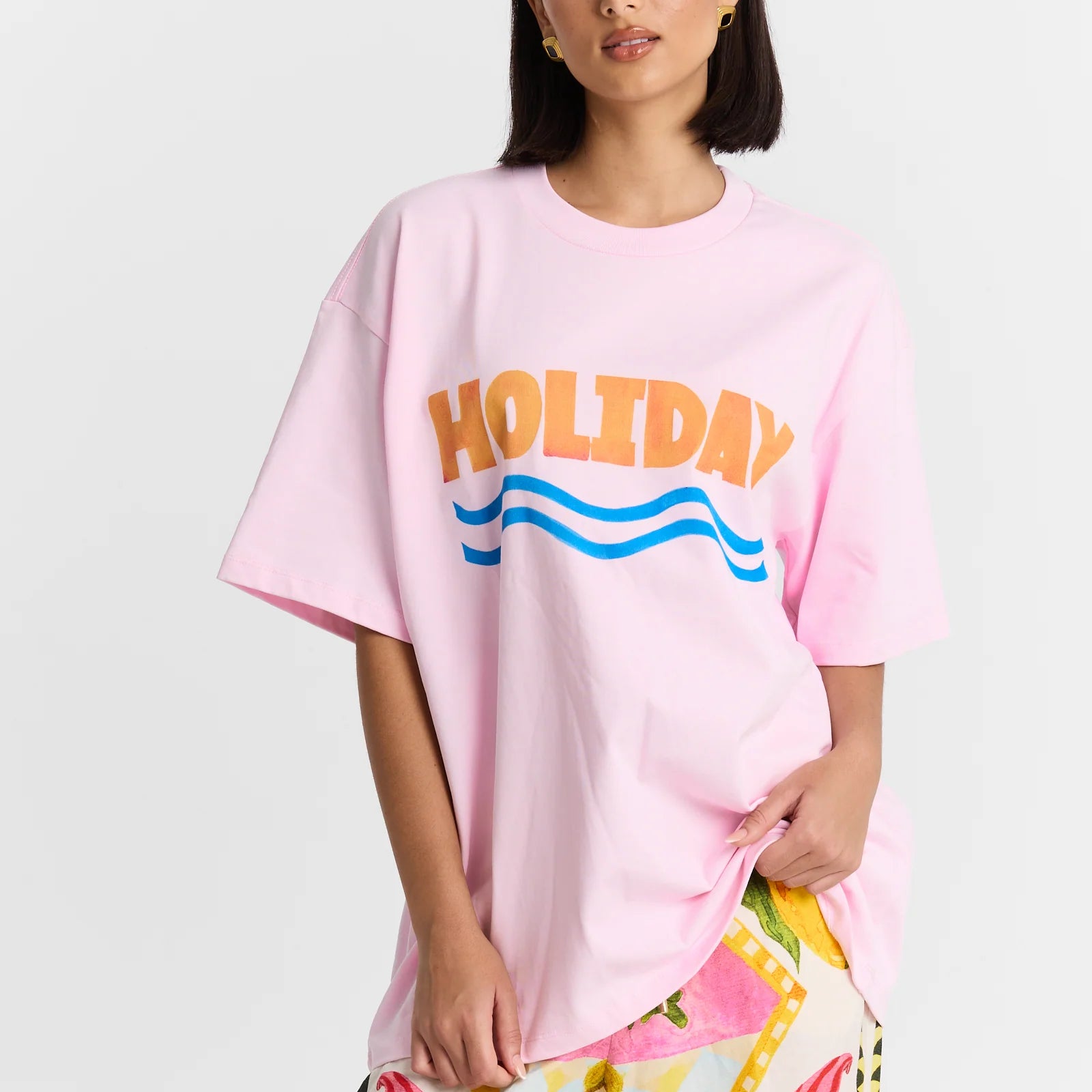 Holiday Oversized Tee - Baby Pink