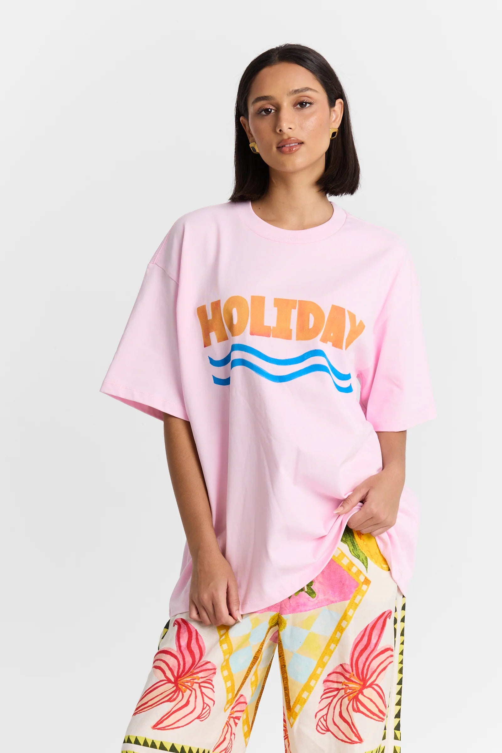 Holiday Oversized Tee - Baby Pink