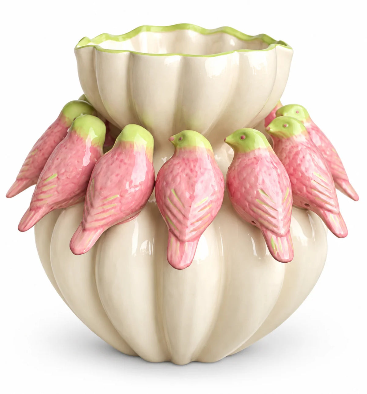 Pink and Green Large Bird Vase