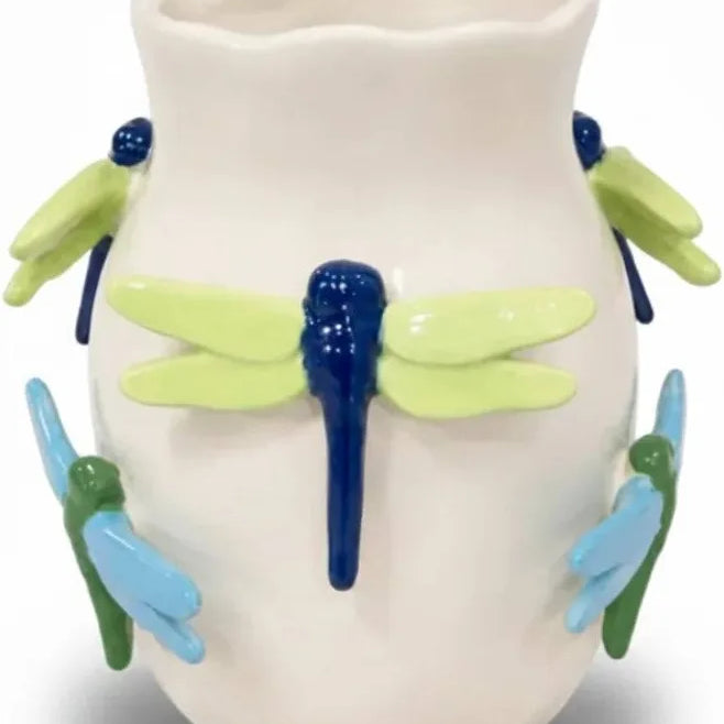 Blue and Green Dragon Fly Vase