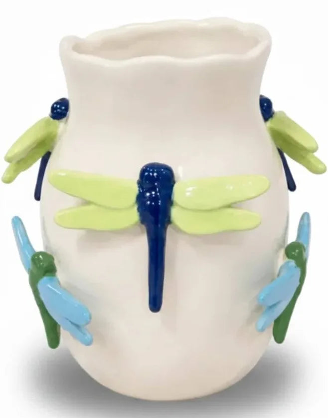 Blue and Green Dragon Fly Vase