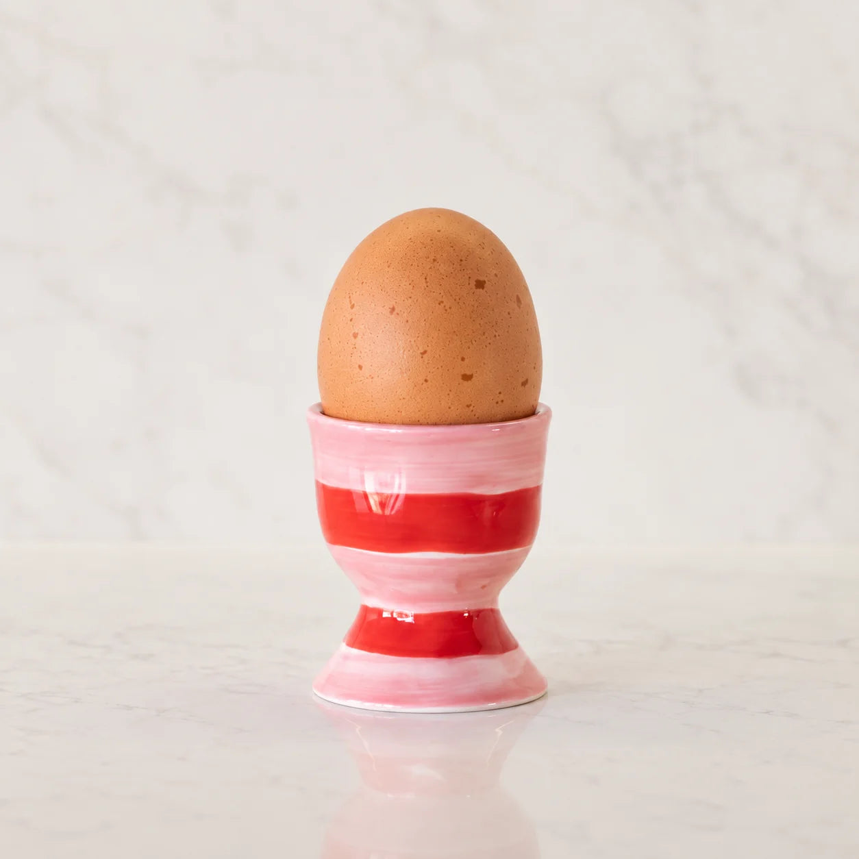 Egg Cup - Pink and Red Stripe