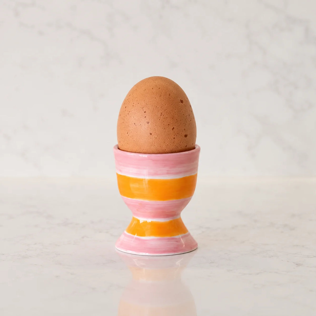 Egg Cup - Pink and Orange Stripe