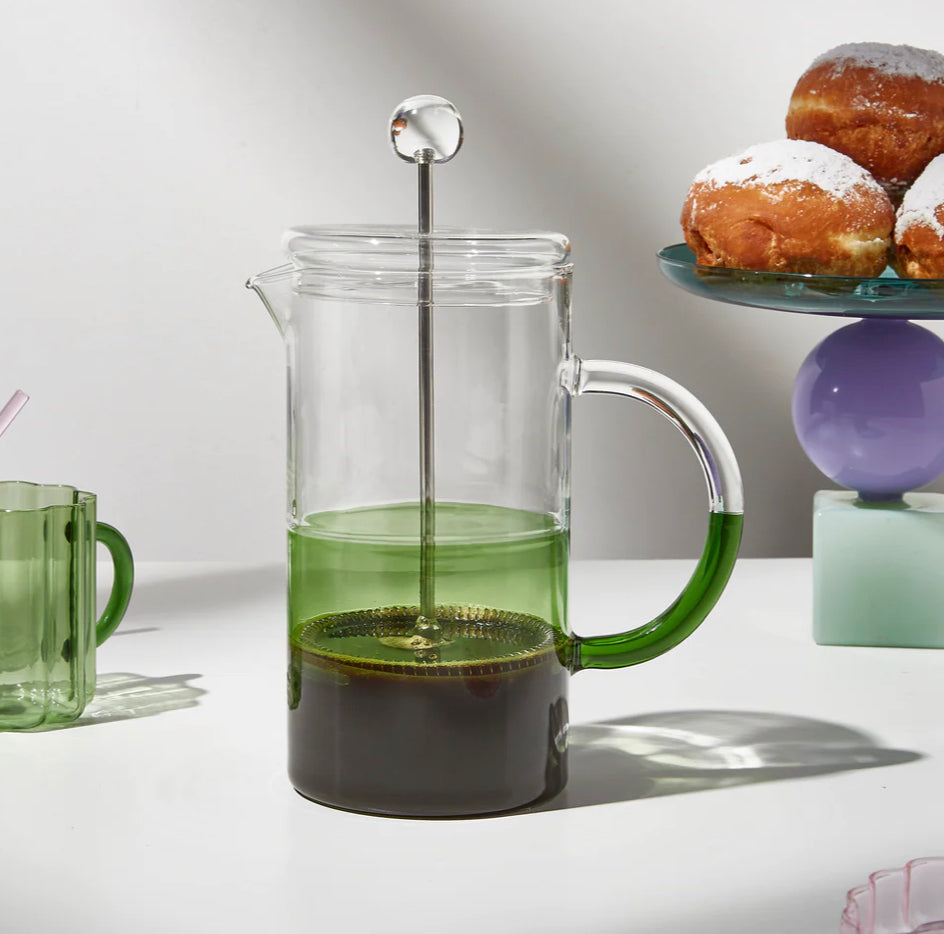 Two Tone Coffee Plunger-Clear/Green