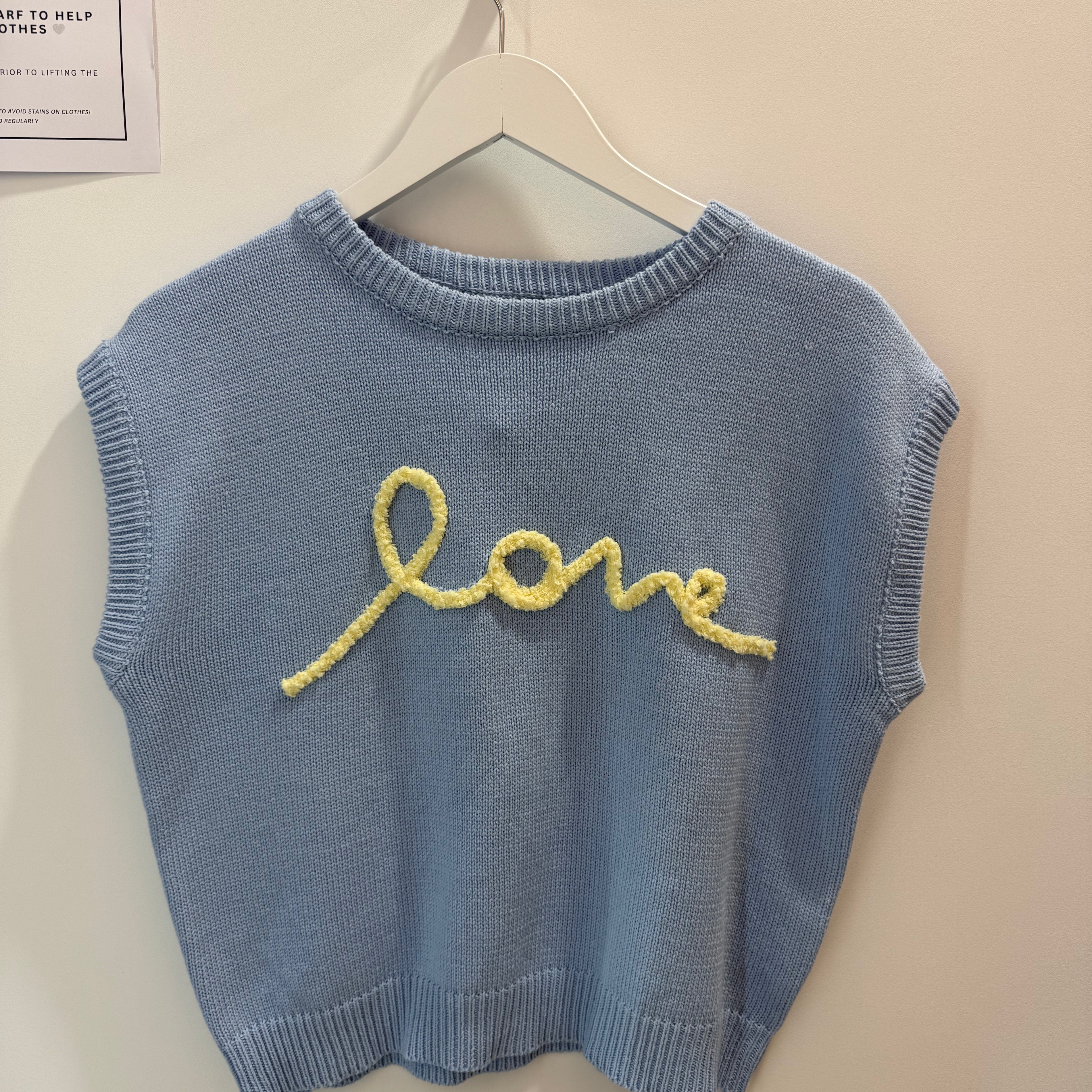 Love Fest S/Sleeve Knit Top - Blue