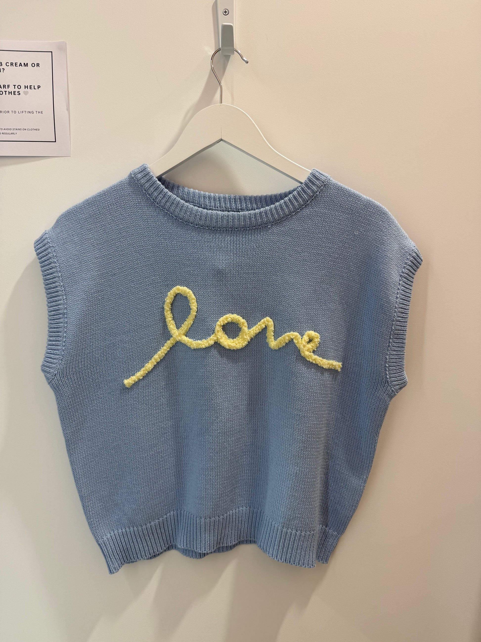 Love Fest S/Sleeve Knit Top - Blue