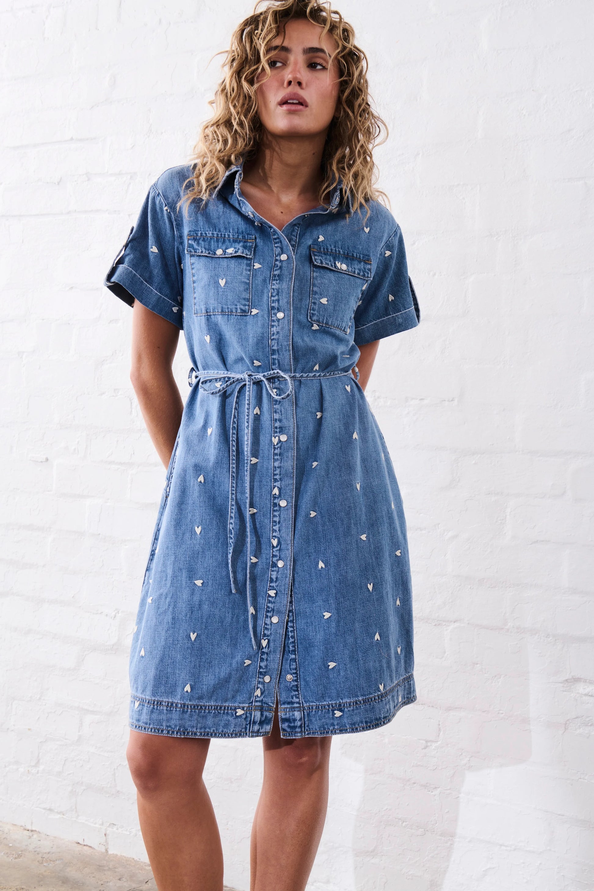 Simone Dress - Heart - 70s Blue