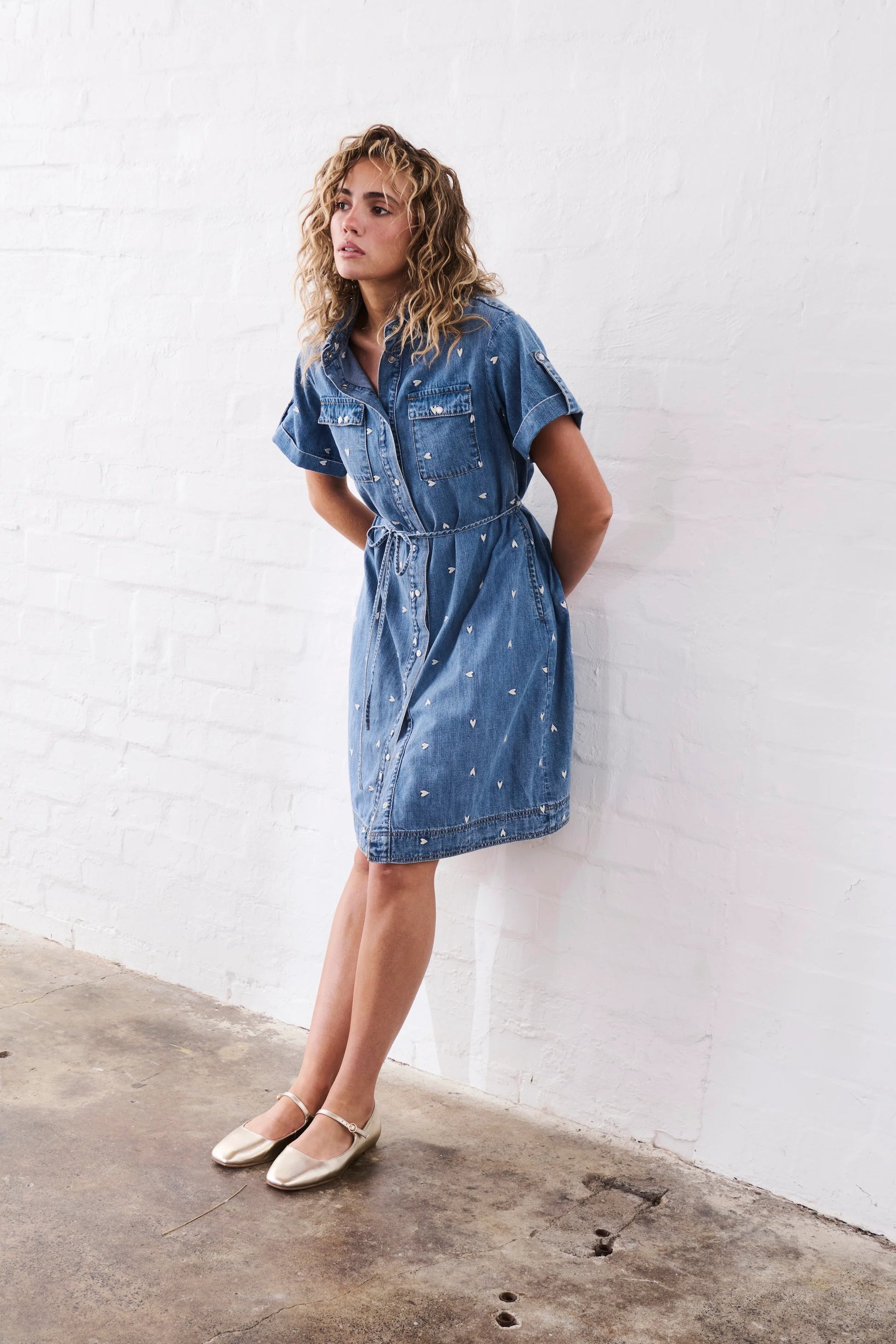 Simone Dress - Heart - 70s Blue