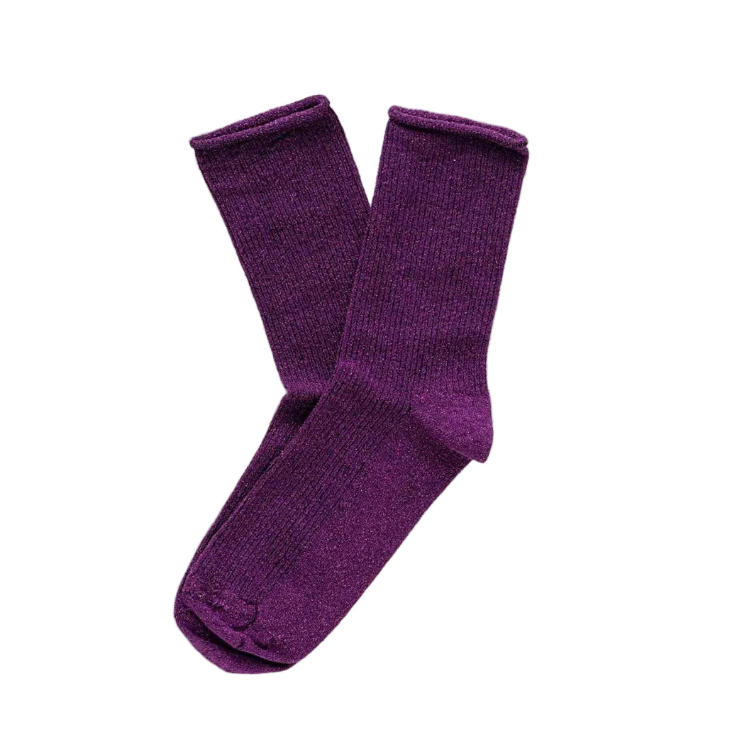 Glitter Lurex Socks - Purple