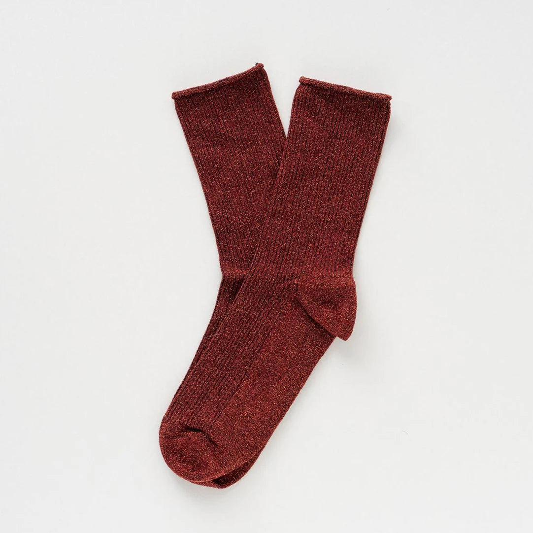 Glitter Lurex Socks - Red