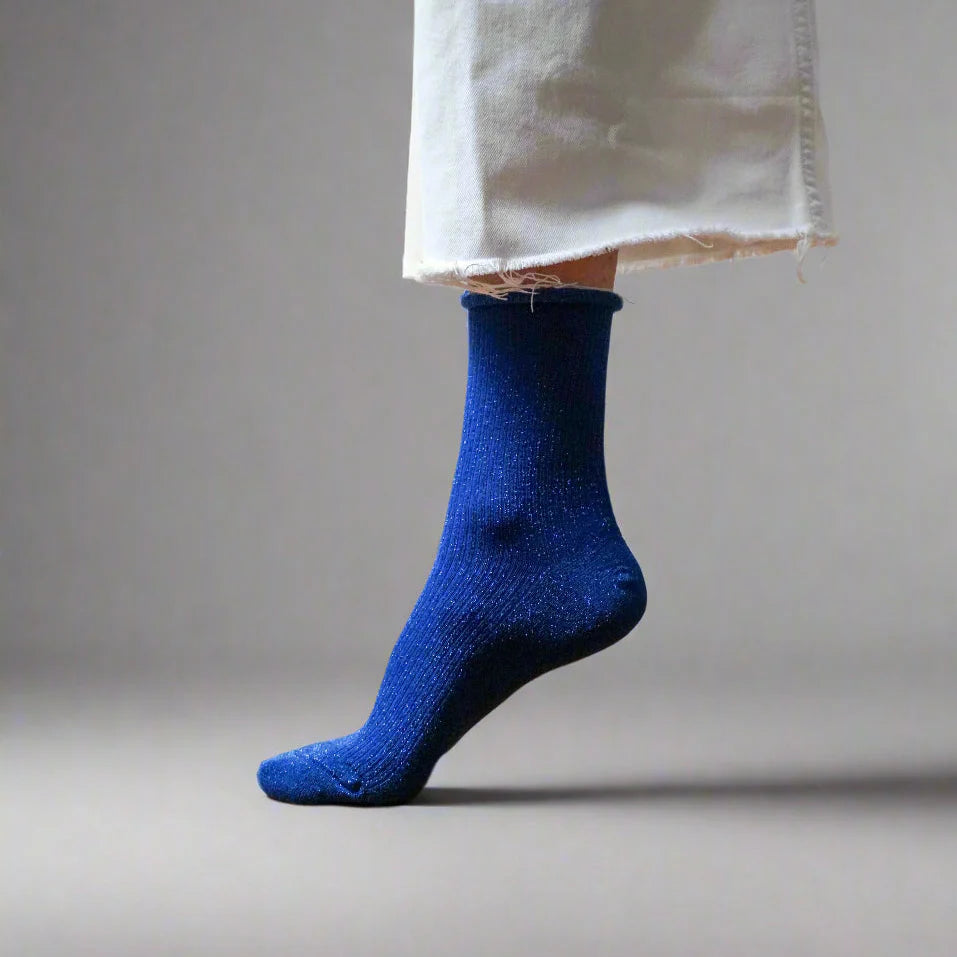 Glitter Lurex Socks - Electric Blue