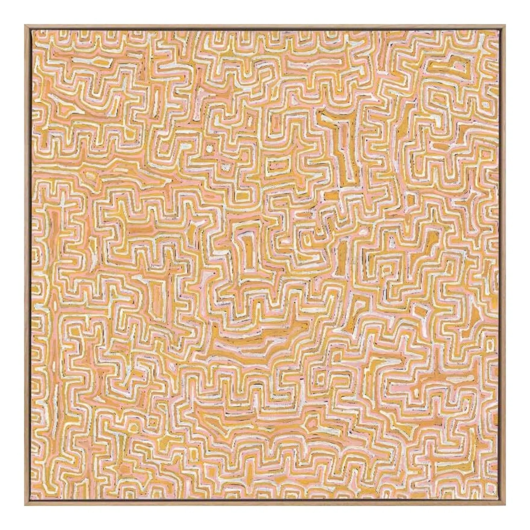 Lukarrara Jukurrpa - Oak Box Frame Canvas - 120x120