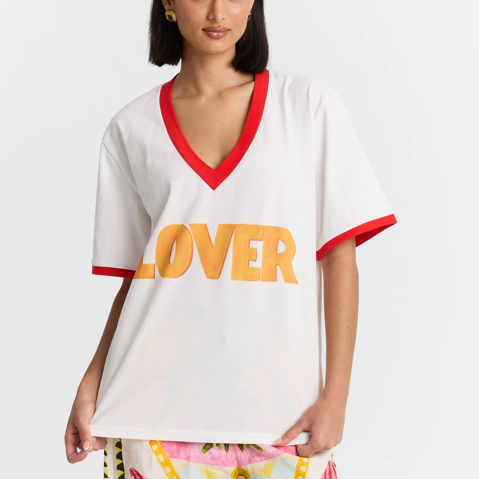 Lover Oversized Tee - Yellow Print
