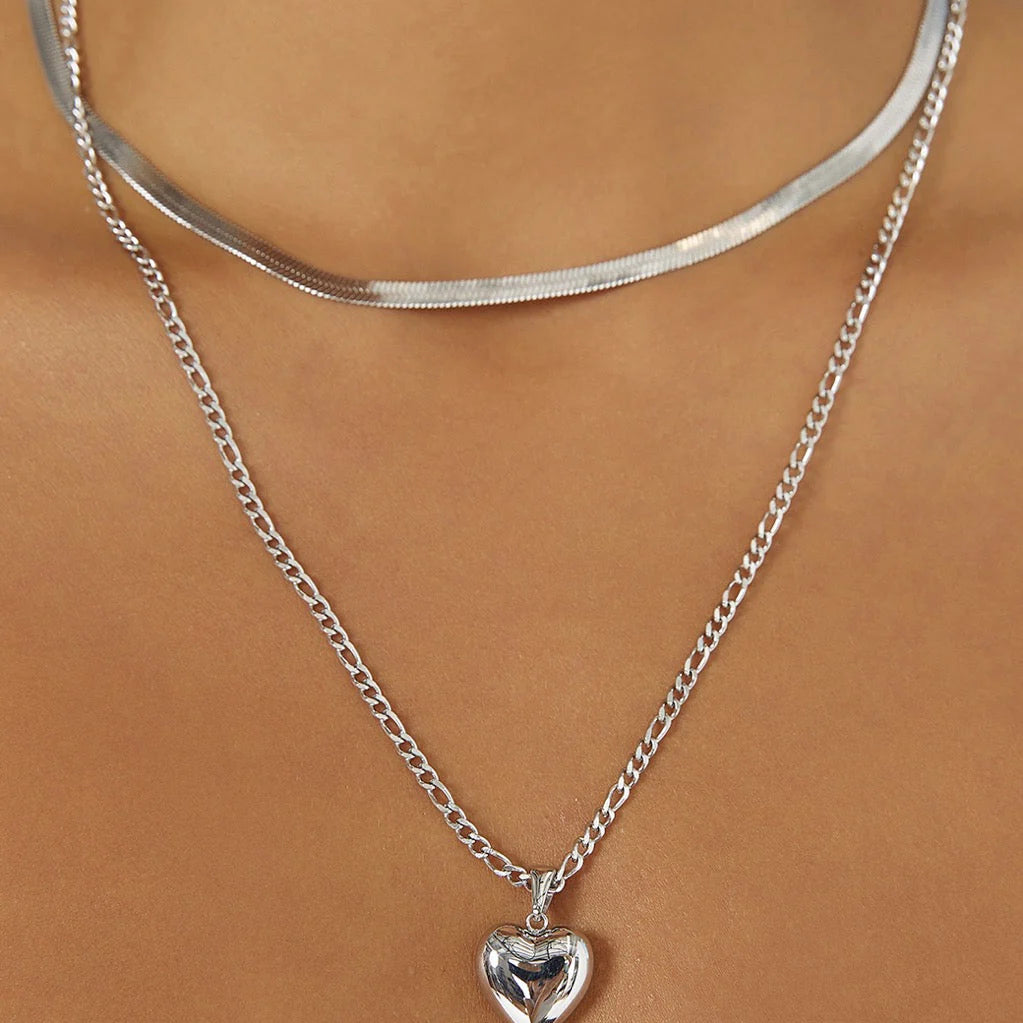 Rose Heart Silver Necklace