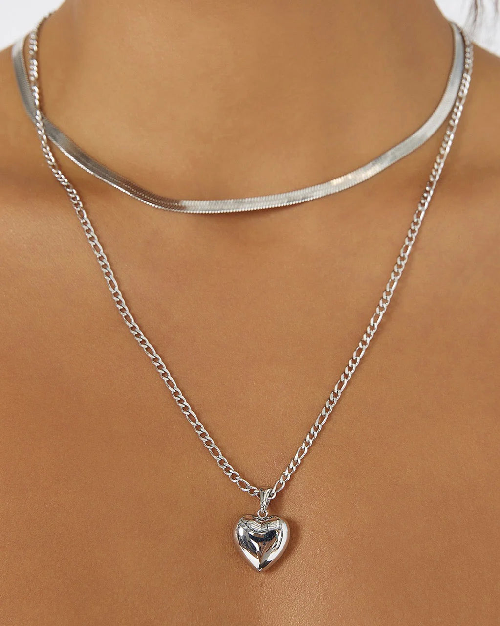 Rose Heart Silver Necklace