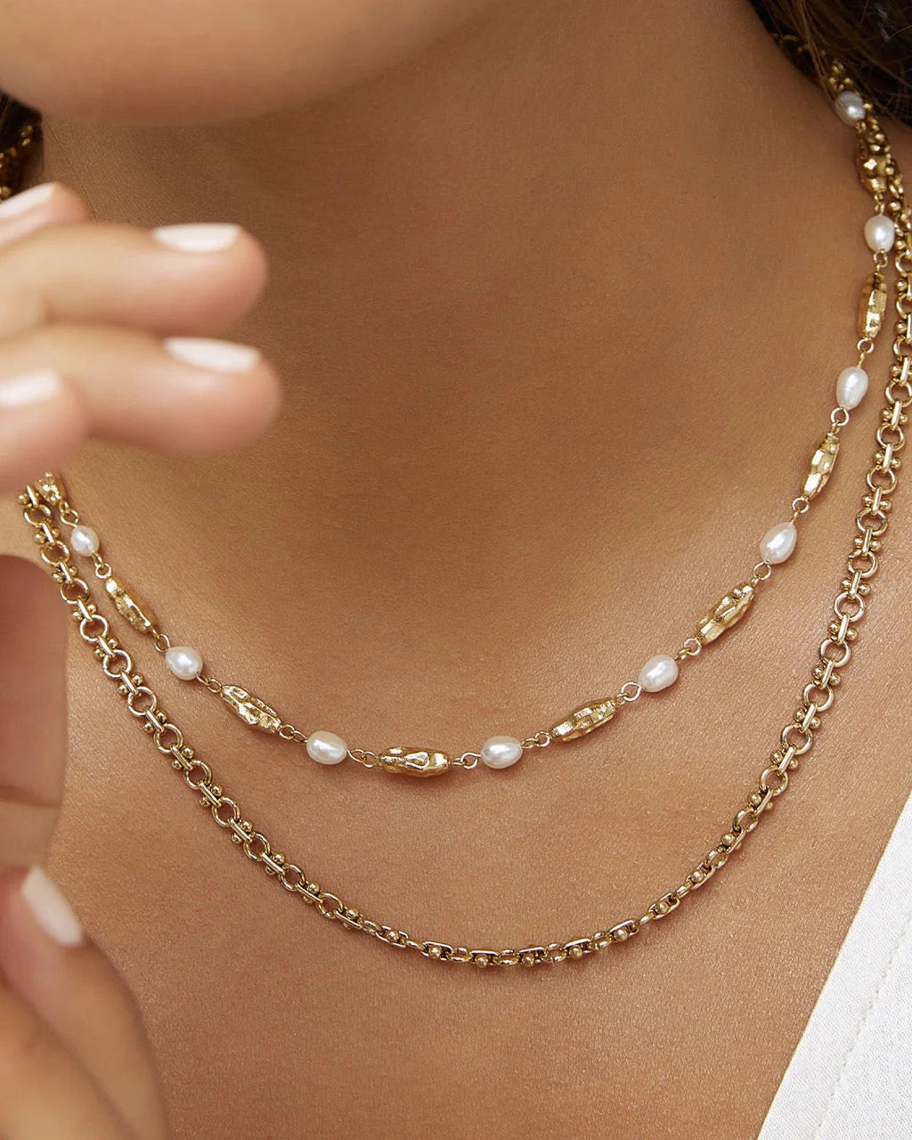 Mimi Pearl and Gold Necklace