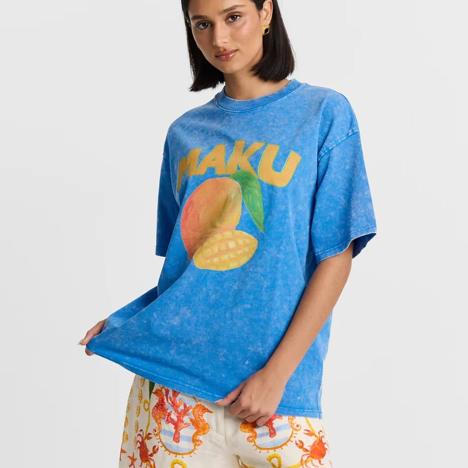 Mango Oversized Tee - Blue Snow Wash
