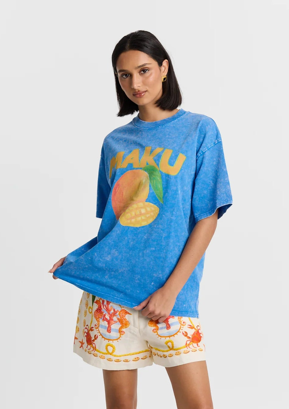 Mango Oversized Tee - Blue Snow Wash