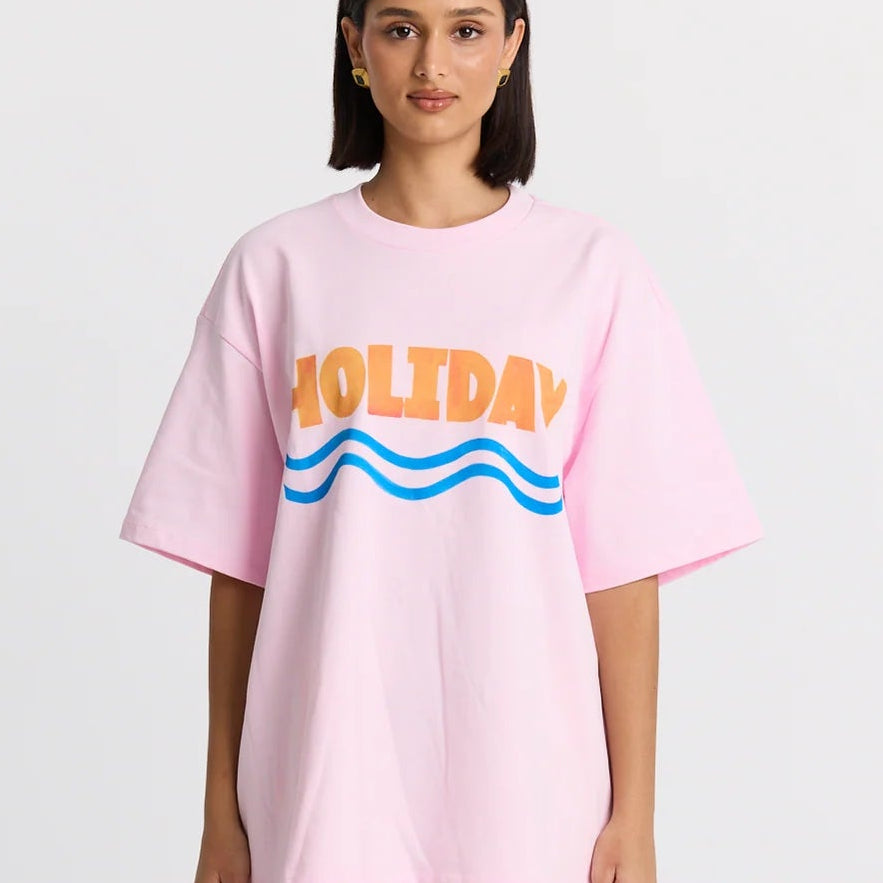 Holiday Oversized Tee - Baby Pink