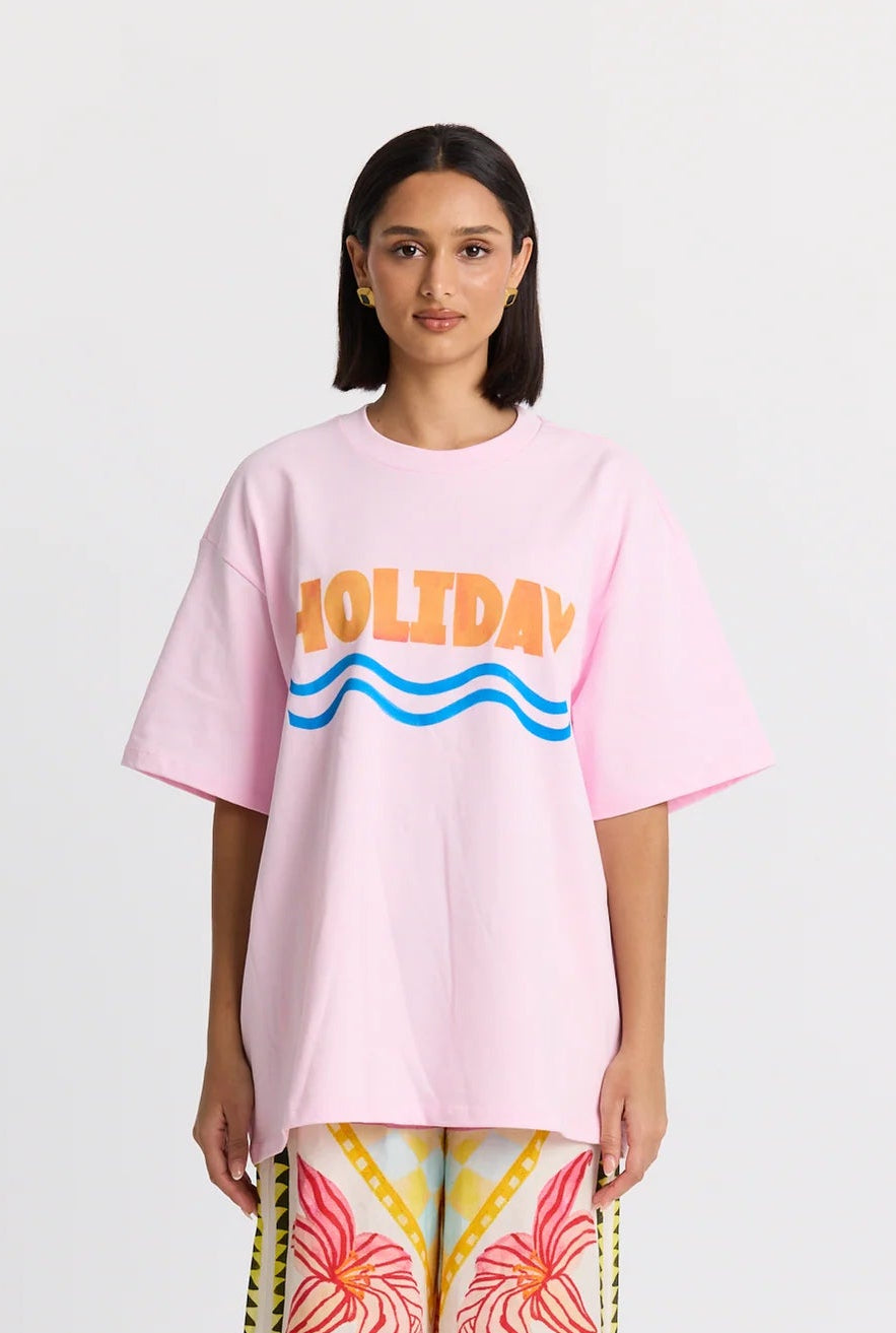 Holiday Oversized Tee - Baby Pink