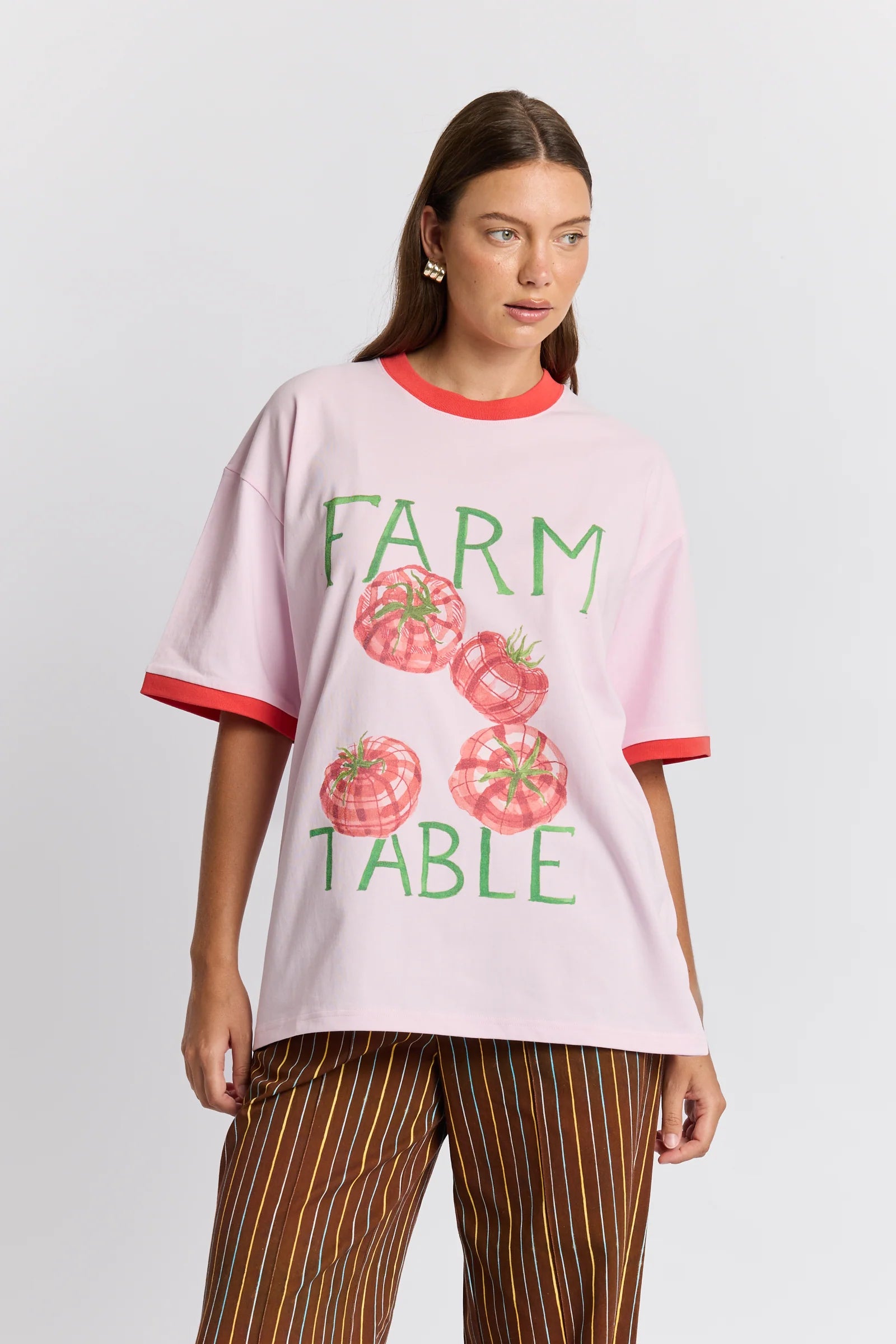 Farm Tomatable Oversized Tee - Baby Pink