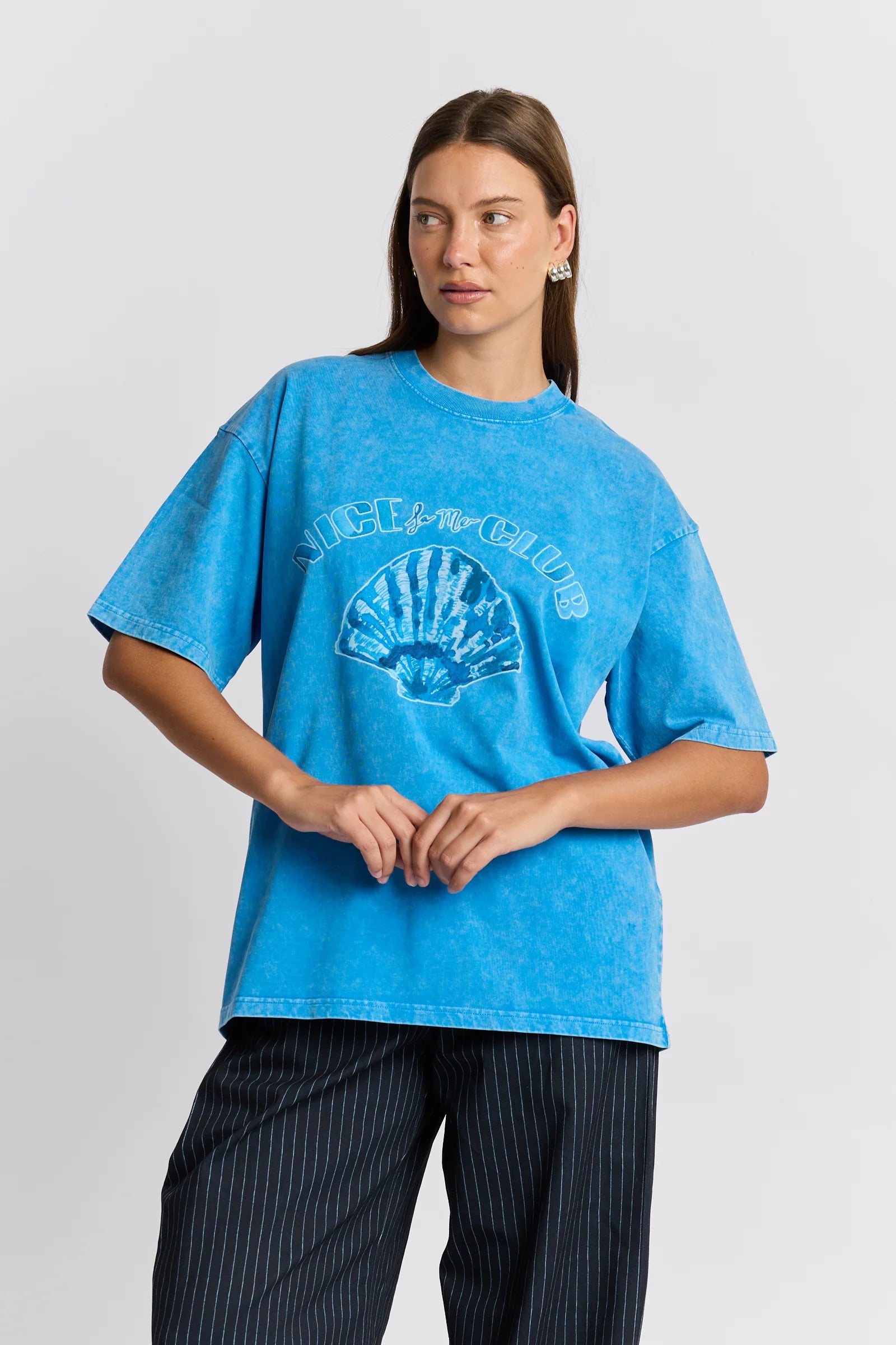 Seashell Oversized Tee - Blue Snow Wash