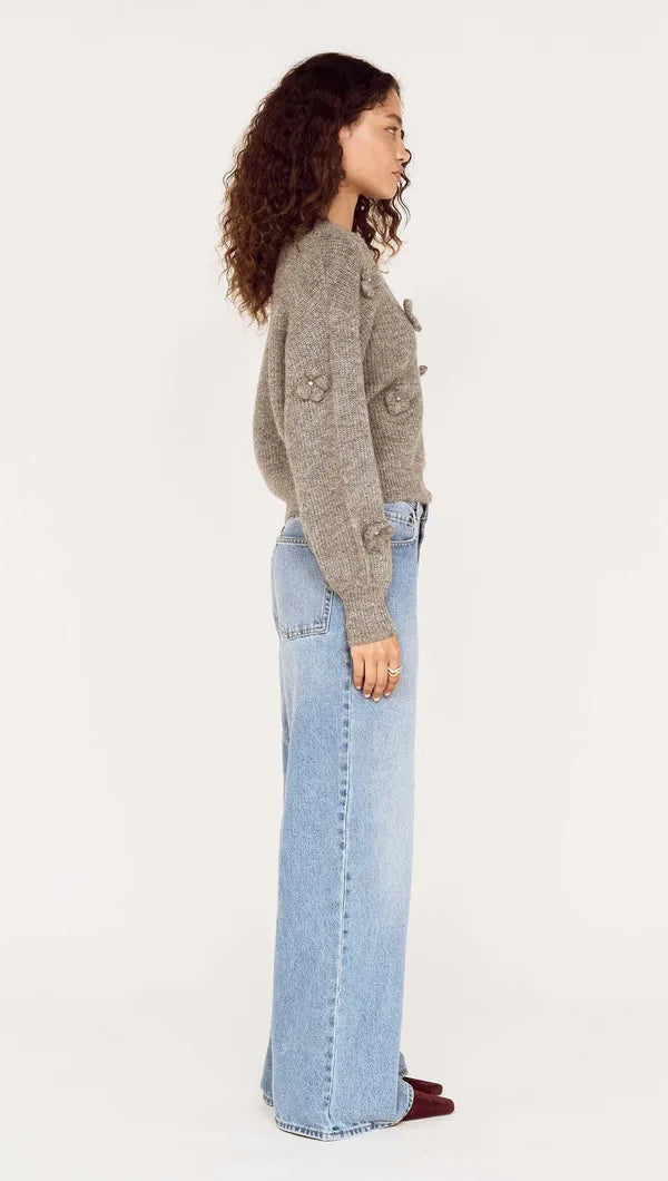 Vera Floral Applique Knit - Grey