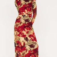 Selma Mesh Midi Dress - Floral
